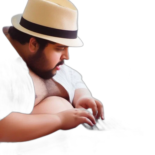 hat, jacket, food, photorealistic transparent PNG cut-out