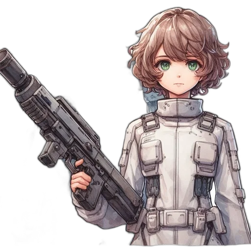 weapon, robot, staff, jacket transparent PNG cut-out