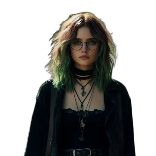 jacket, hair, jewelry, cyberpunk transparent PNG cut-out
