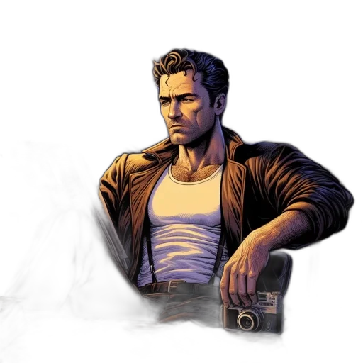 jacket, weapon, comic book art, concept art transparent PNG cut-out