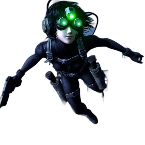 robot, mask, weapon, jacket transparent PNG cut-out