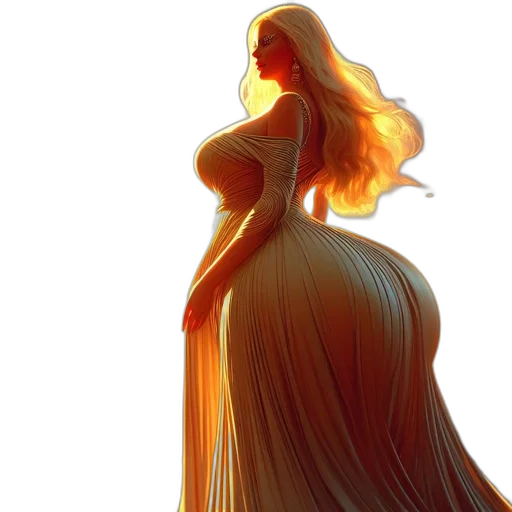 dress, hair, crown, concept art transparent PNG cut-out
