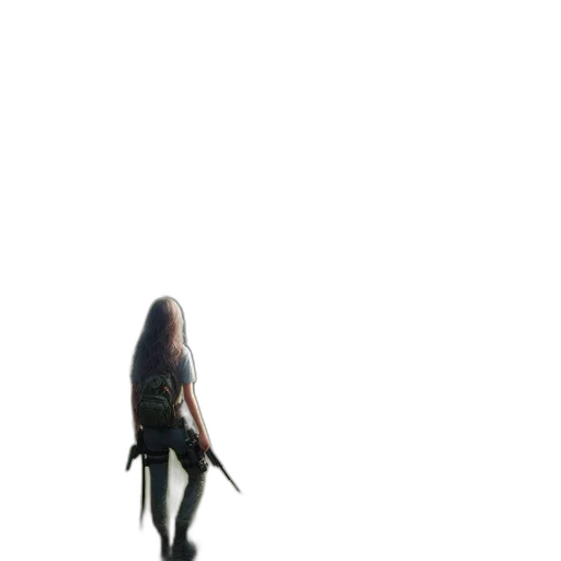 hair, creature, dress, staff transparent PNG cut-out