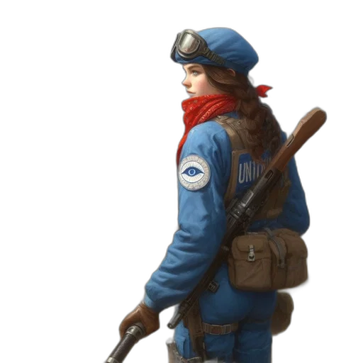 jacket, staff, weapon, hat transparent PNG cut-out