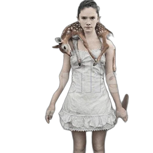dress, jewelry, creature, staff transparent PNG cut-out