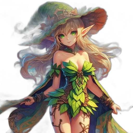 dress, dragon, staff, hat transparent PNG cut-out