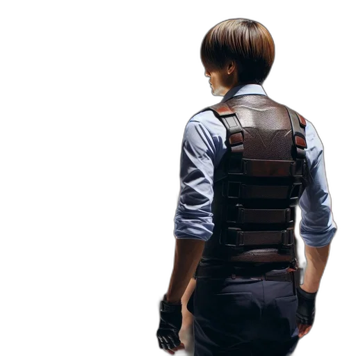jacket, robot, staff, cyberpunk transparent PNG cut-out