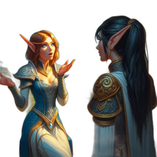 fantasy art, concept art, two, elven transparent PNG cut-out