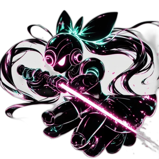 staff, weapon, sword, vaporwave transparent PNG cut-out