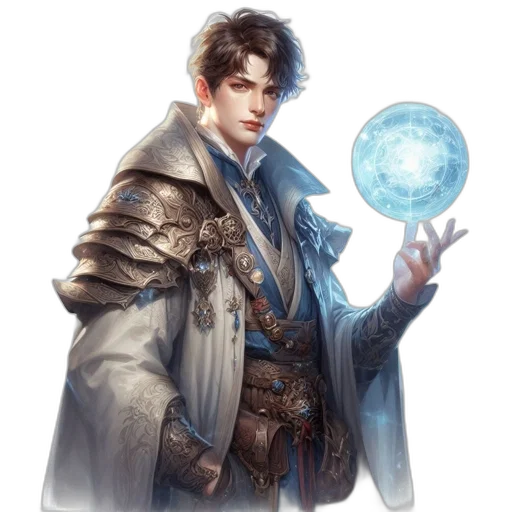 staff, jacket, sword, fantasy art transparent PNG cut-out