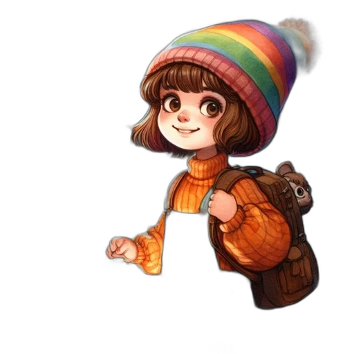hat, jacket, staff, creature transparent PNG cut-out