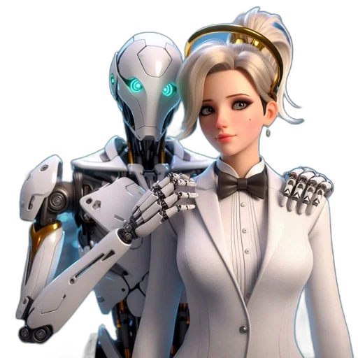 robot, staff, weapon, jacket transparent PNG cut-out