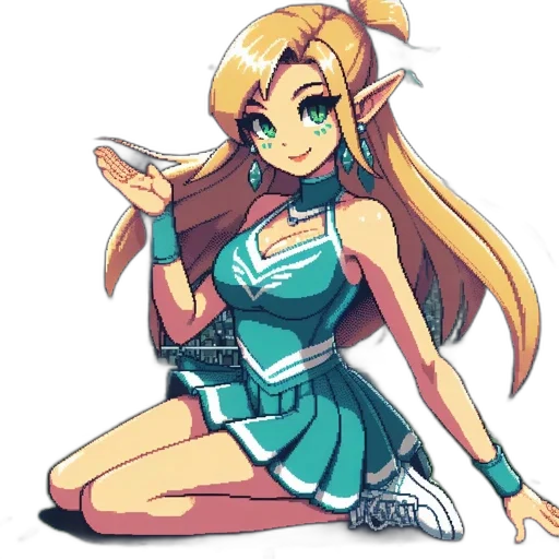 dress, staff, pixel art, anime transparent PNG cut-out