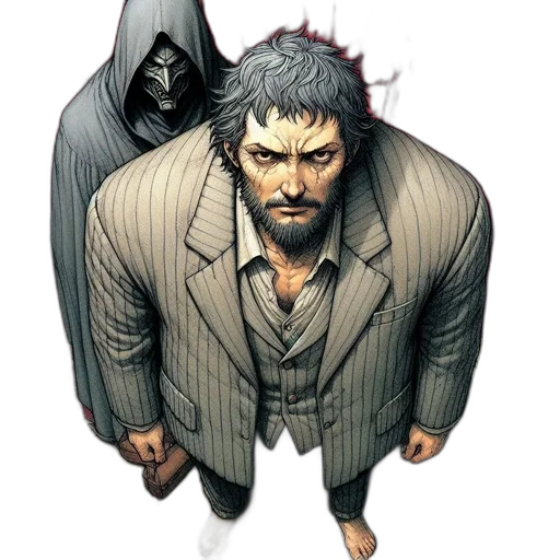 jacket, comic book art, concept art, two transparent PNG cut-out