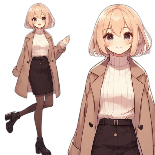 jacket, staff, dress, creature transparent PNG cut-out
