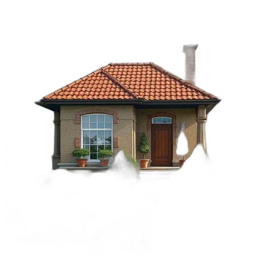 building, umbrella, 3d render, photorealistic transparent PNG cut-out