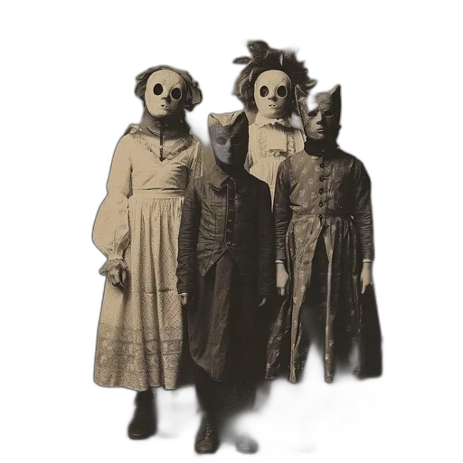 mask, dress, staff, creature transparent PNG cut-out
