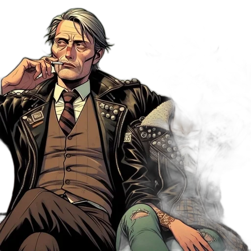 jacket, comic book art, concept art, earth tones transparent PNG cut-out