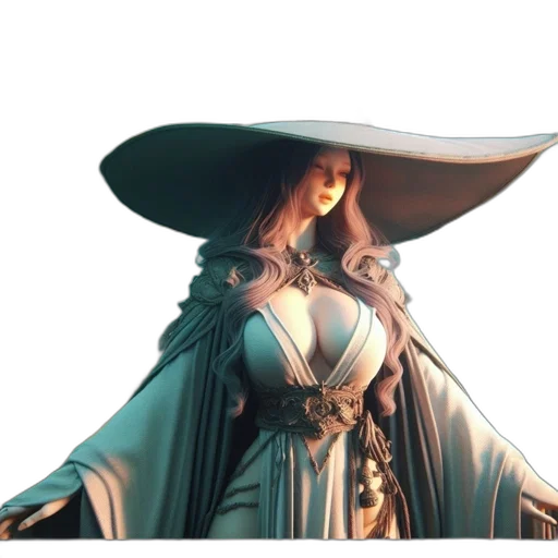 staff, hat, dress, weapon transparent PNG cut-out