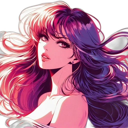 hair, anime, vaporwave, watercolor transparent PNG cut-out