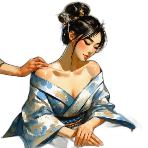 dress, jewelry, staff, oil painting transparent PNG cut-out