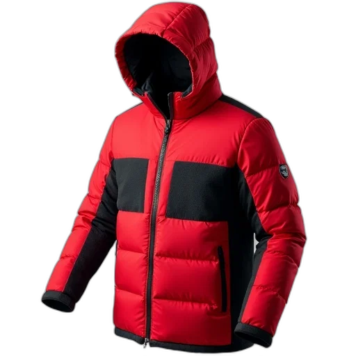 jacket, red, black, puffer transparent PNG cut-out