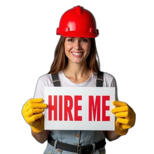 staff, construction, woman, red transparent PNG cut-out