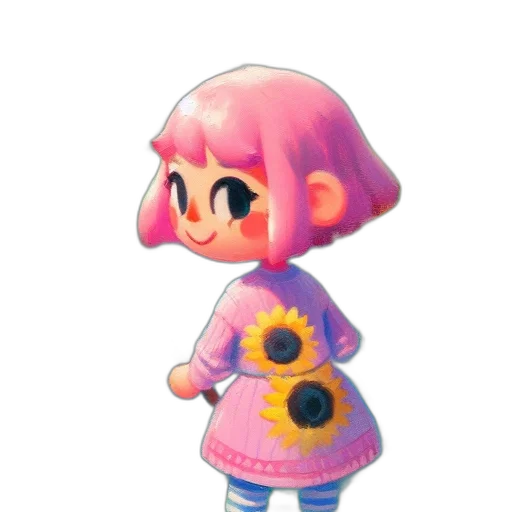 dress, flower, staff, creature transparent PNG cut-out