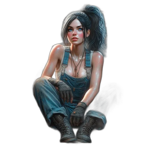 face, hair, weapon, concept art transparent PNG cut-out