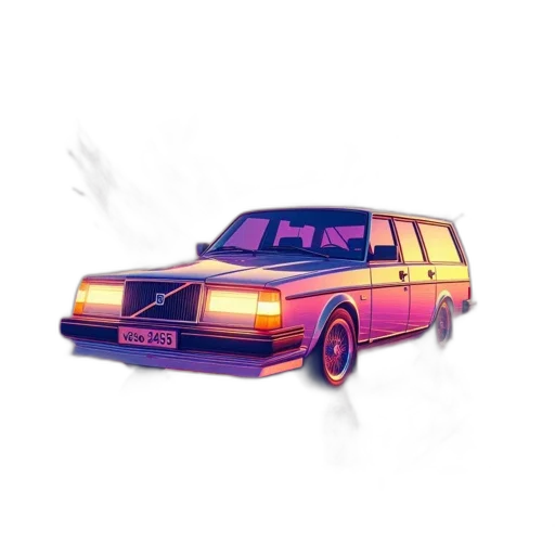 car, vaporwave, pixel art, concept art transparent PNG cut-out