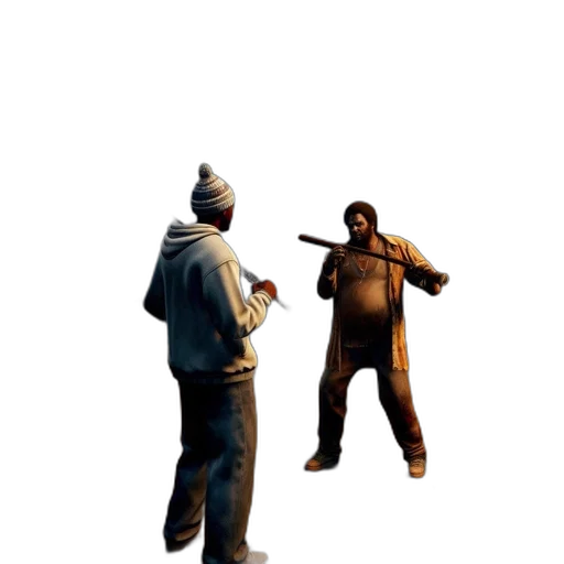 jacket, weapon, staff, mask transparent PNG cut-out