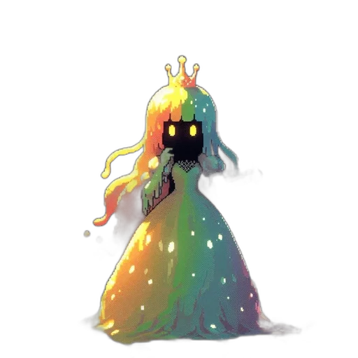 crown, dress, creature, staff transparent PNG cut-out