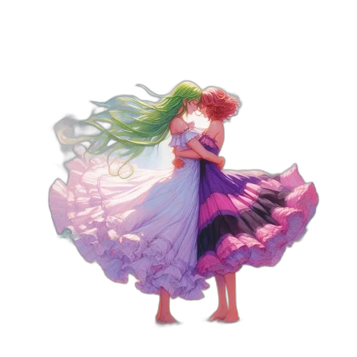 dress, creature, hair, flower transparent PNG cut-out