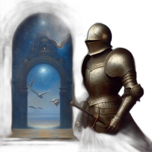 sword, robot, weapon, fantasy art transparent PNG cut-out