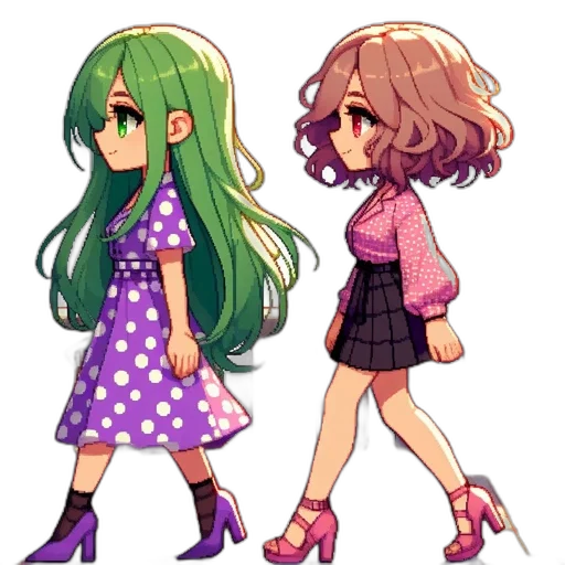 dress, pixel art, anime, concept art transparent PNG cut-out
