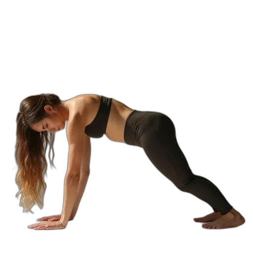 young, woman, performing, plank transparent PNG cut-out