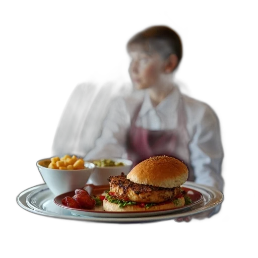 food, robot, staff, photorealistic transparent PNG cut-out
