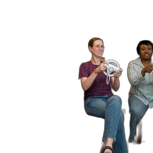 staff, four, women, sit transparent PNG cut-out