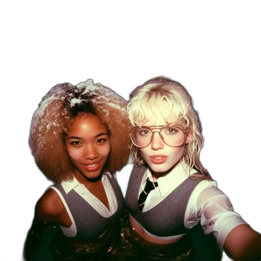 hair, vaporwave, two, women transparent PNG cut-out