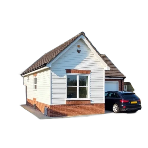 building, 3d render, small, modern transparent PNG cut-out