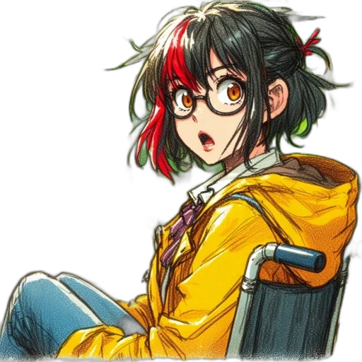 jacket, staff, hair, crown transparent PNG cut-out