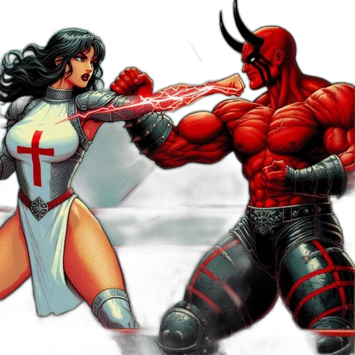 comic book art, concept art, arena, horned transparent PNG cut-out