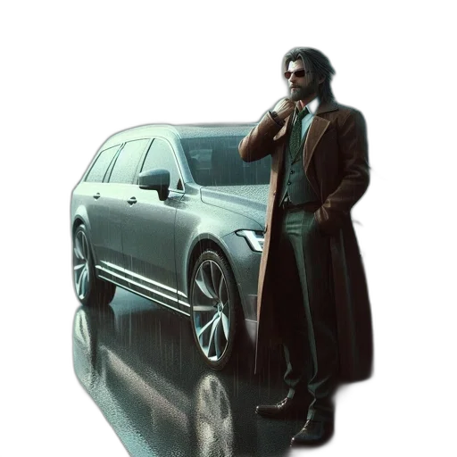 car, jacket, robot, weapon transparent PNG cut-out