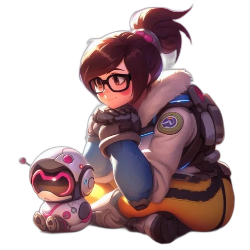 weapon, robot, jacket, staff transparent PNG cut-out
