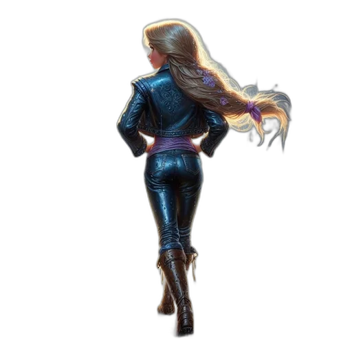 jacket, hair, staff, dress transparent PNG cut-out