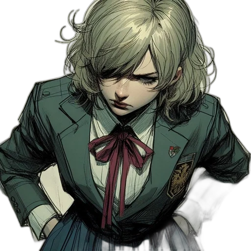 face, jacket, staff, weapon transparent PNG cut-out