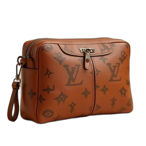 monogram, print, leather, zip transparent PNG cut-out