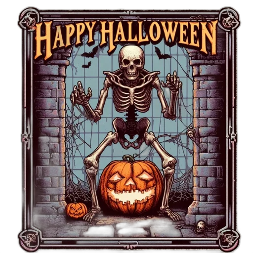 illustrated, halloween, scene, features transparent PNG cut-out