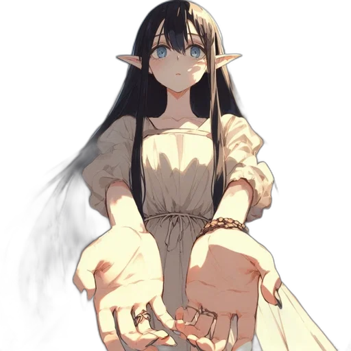 dress, jewelry, staff, weapon transparent PNG cut-out