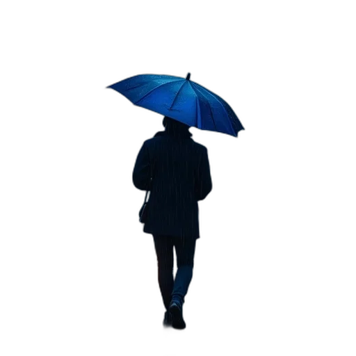 umbrella, jacket, hat, staff transparent PNG cut-out